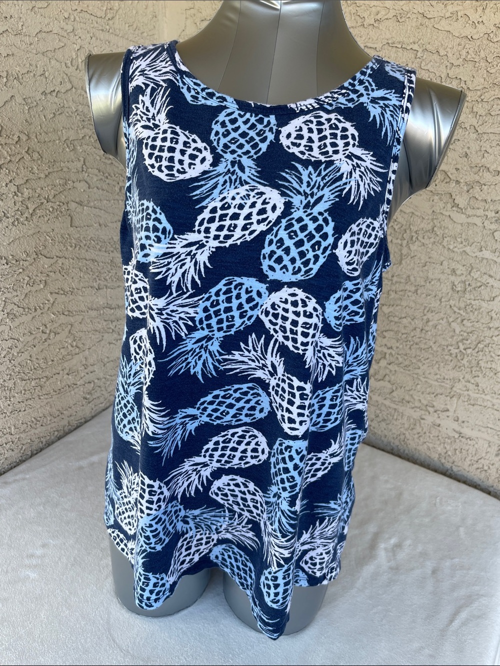 St. John's Bay Navy and White Pineapple Print Tank One-Piece